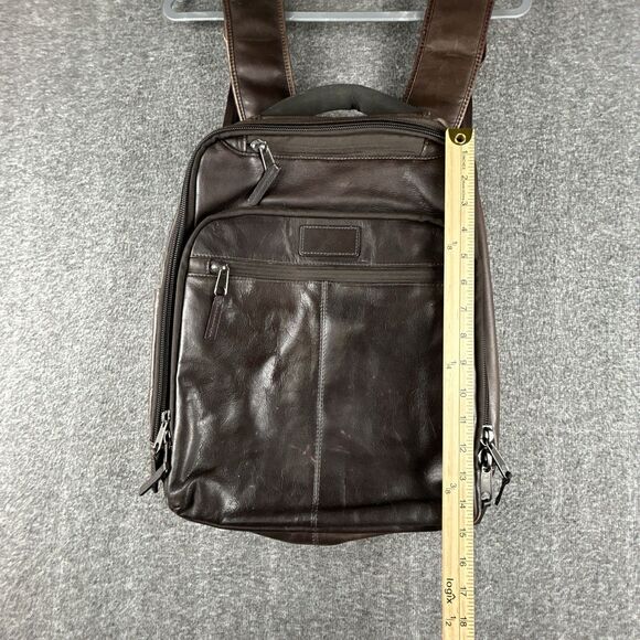 Renwick Genuine Leather RFID Laptop Backpack Brown Travel Business Bag 15” - Picture 7 of 8